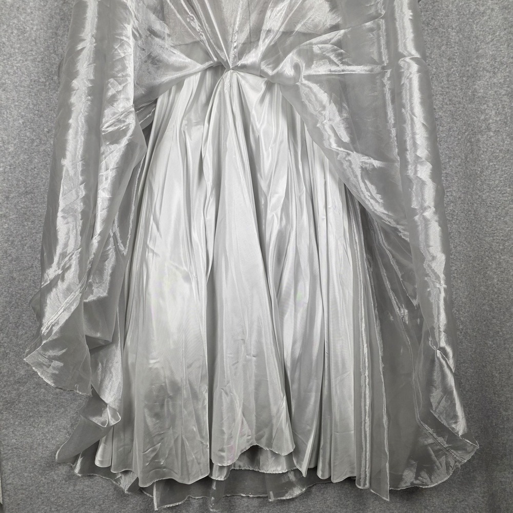 Aspeed USA Dress Womens 4 Silver Floral Embroidered Ball Gown Formal Shawl Prom - Picture 10 of 16